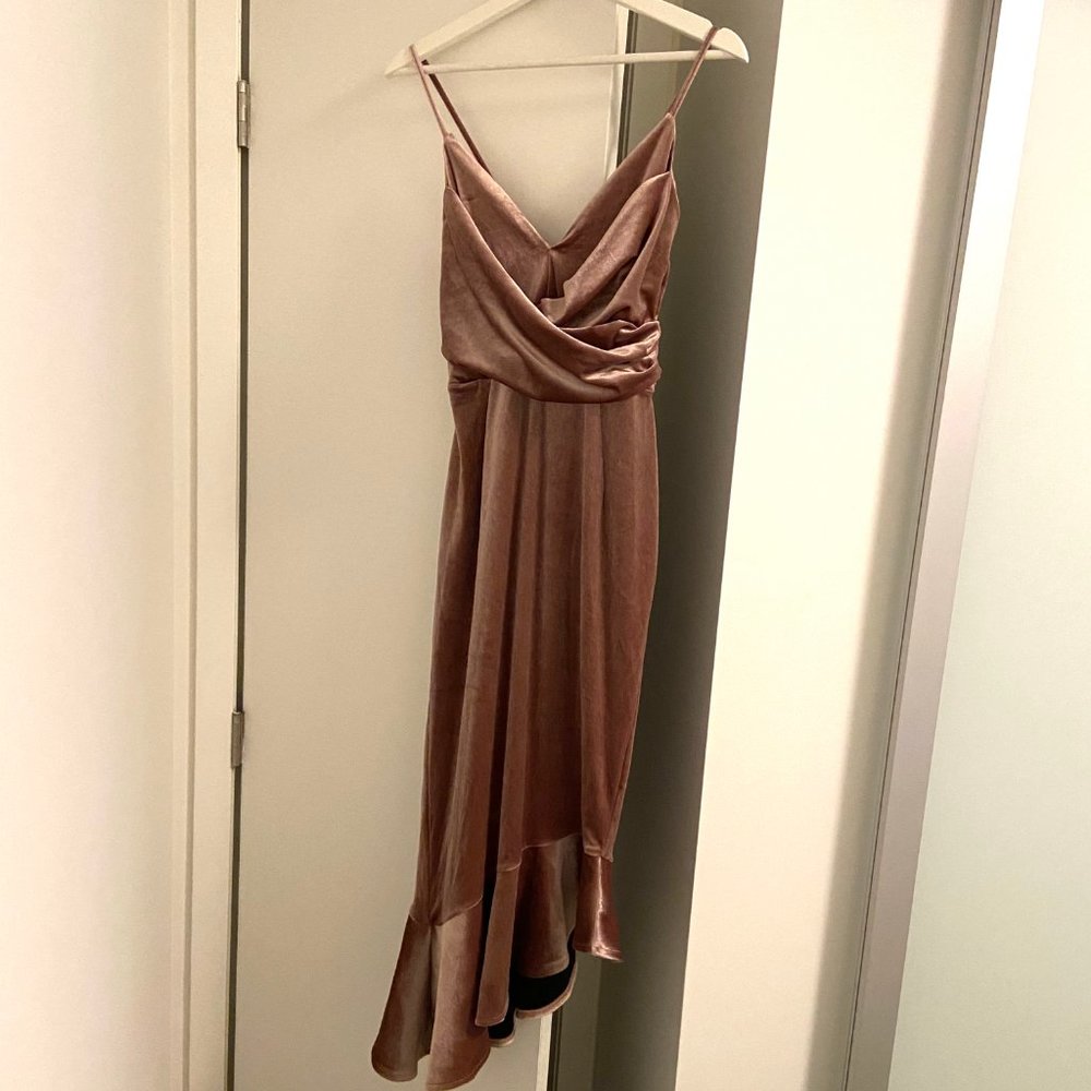 ASOS DESIGN velvet cami pephem midi dress